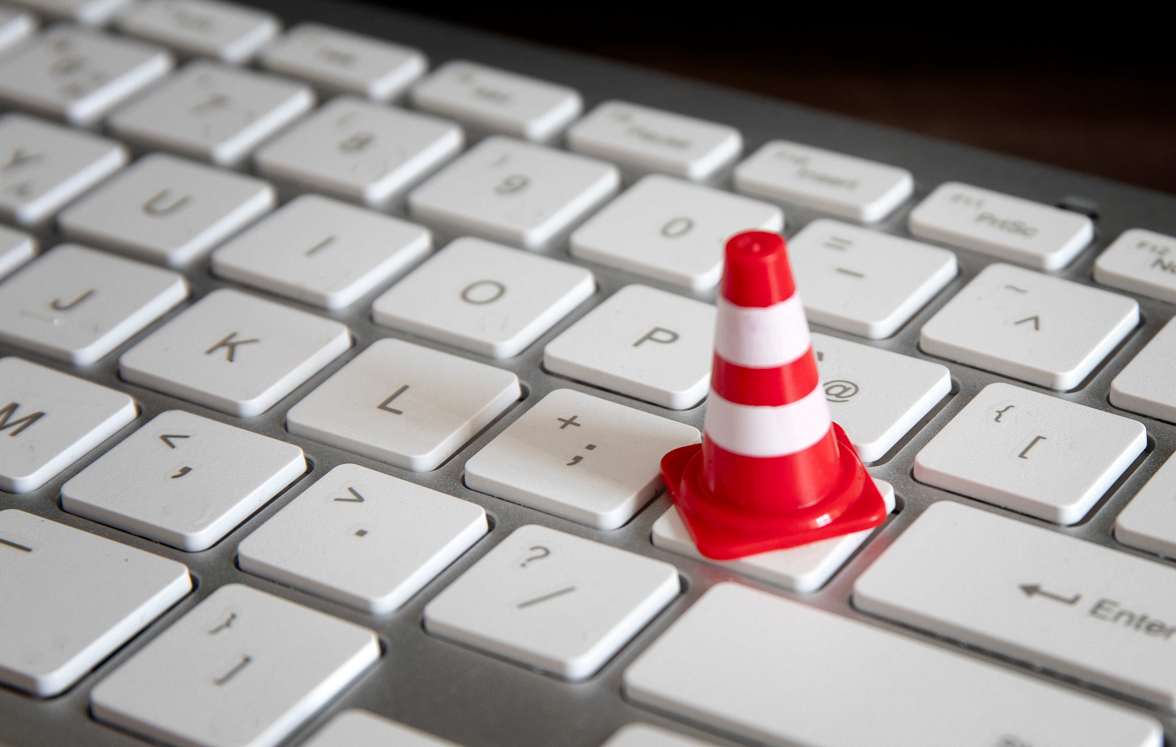 Traffic cone on keyboard